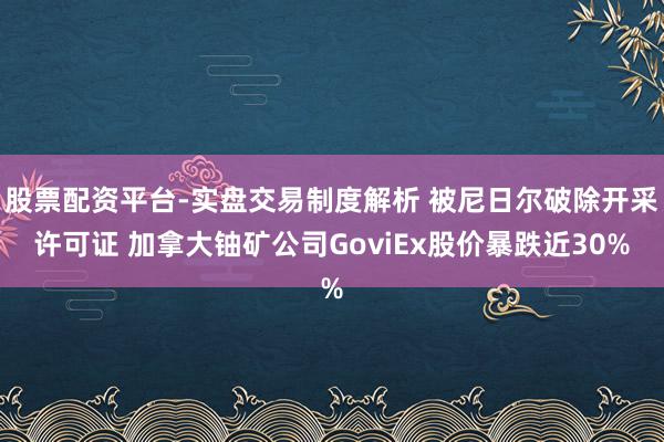 股票配资平台-实盘交易制度解析 被尼日尔破除开采许可证 加拿大铀矿公司GoviEx股价暴跌近30%