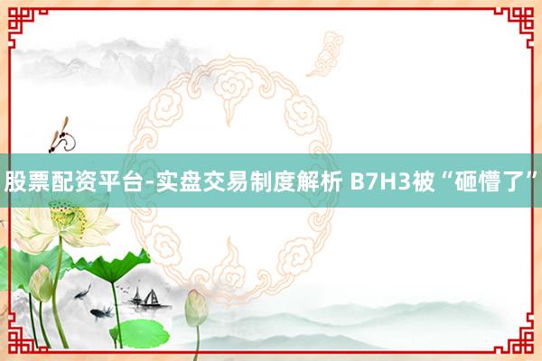股票配资平台-实盘交易制度解析 B7H3被“砸懵了”