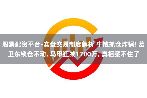 股票配资平台-实盘交易制度解析 牛散抓仓炸锅! 葛卫东锁仓不动, 马甲狂减1700万, 真相藏不住了