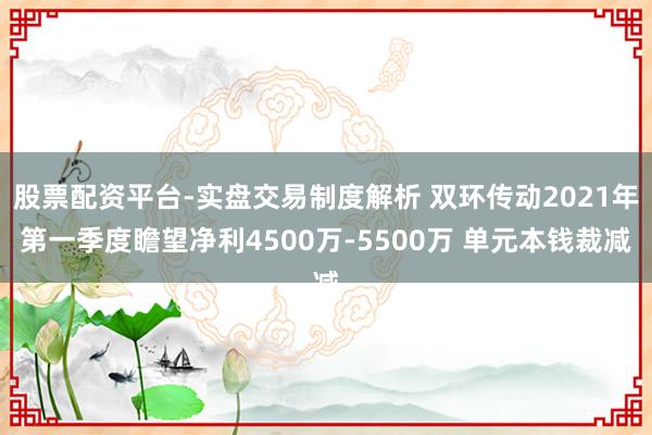 股票配资平台-实盘交易制度解析 双环传动2021年第一季度瞻望净利4500万-5500万 单元本钱裁减