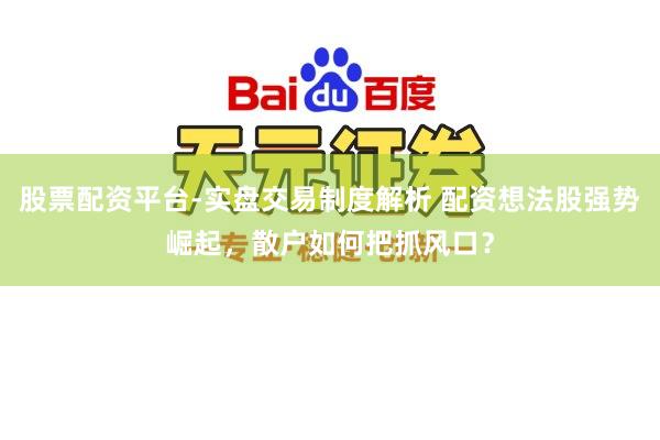 股票配资平台-实盘交易制度解析 配资想法股强势崛起，散户如何把抓风口？